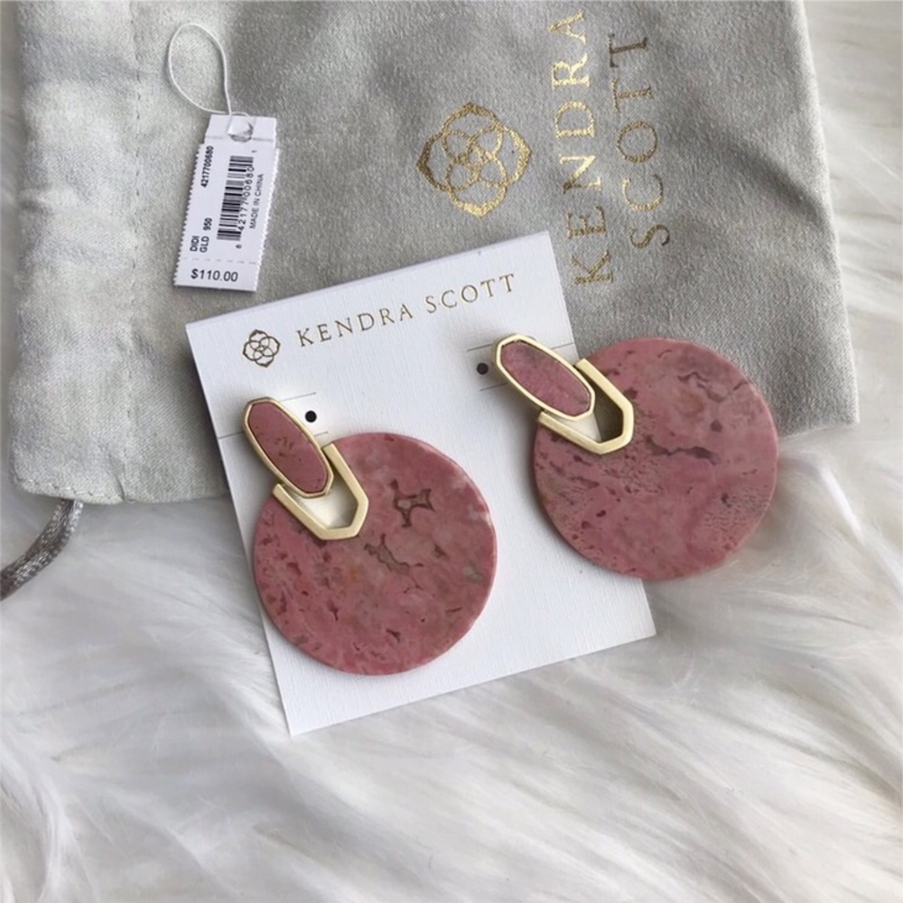 Kendra Scott Pink Didi Gold Statement Earrings - Picture 3 of 4
